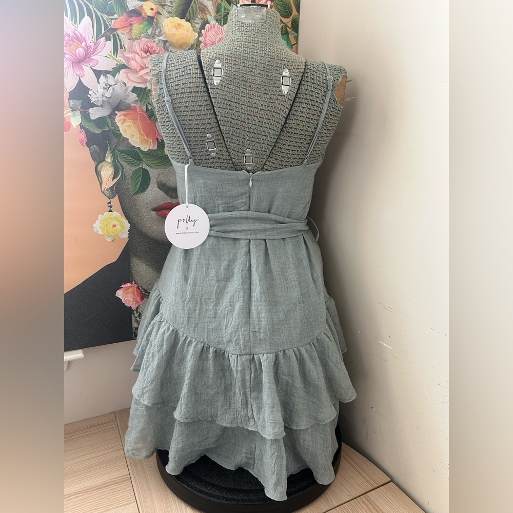 NWT PRINCESS POLLY TWISTED SISTER MINI DRESS. TIERED BOTTOM, HIDDEN ZIP, Sz. 2 - Picture 6 of 13